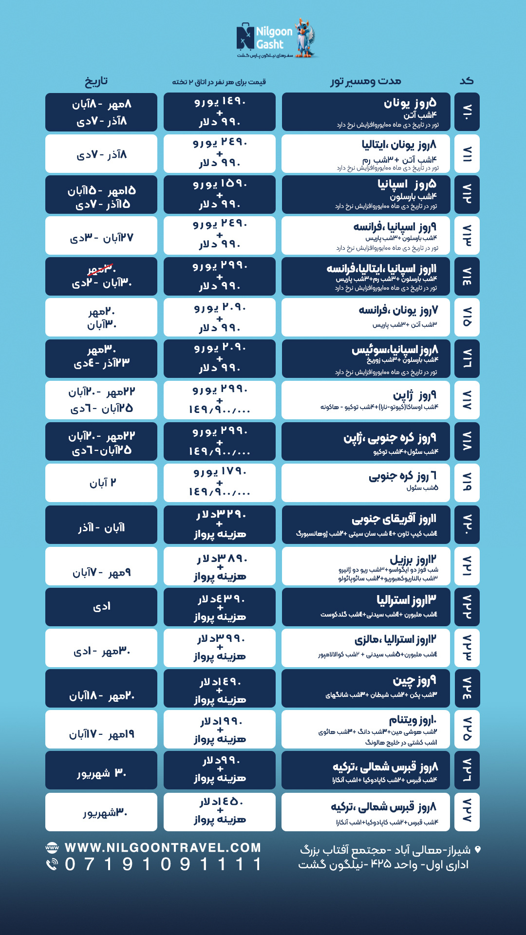 خدمات ویزای تور لروپا